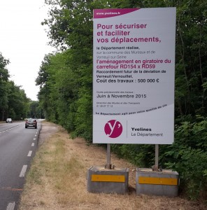 panneau affichage contruction rond point rd154